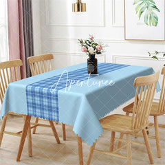 Aperturee - Modern Splicing Blue Checkered Rectangle Tablecloth