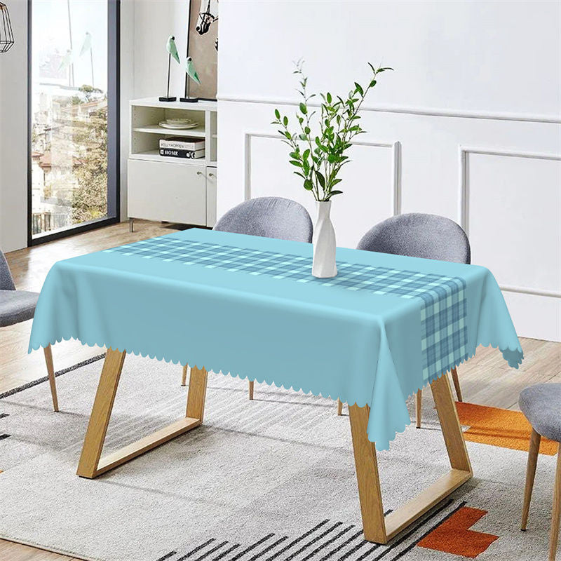 Aperturee - Modern Splicing Green Checkered Rectangle Tablecloth