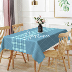 Aperturee - Modern Teal Plaid Dining Room Rectangle Tablecloth