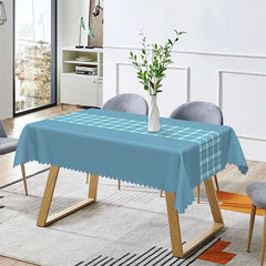 Aperturee - Modern Teal Plaid Dining Room Rectangle Tablecloth