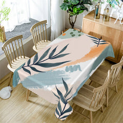 Aperturee - Modern Watercolor Green Leaves Rectangle Tablecloth