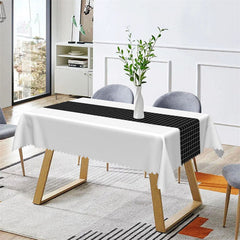 Aperturee - Modern White Black Checkered Rectangle Tablecloth