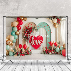 Aperturee - Modern White Green Arch Red Floral Wedding Backdrop