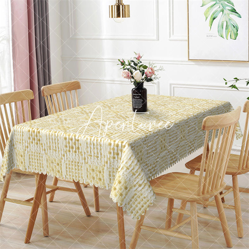 Aperturee - Modern Yellow Knitting Pattern Dining Tablecloth