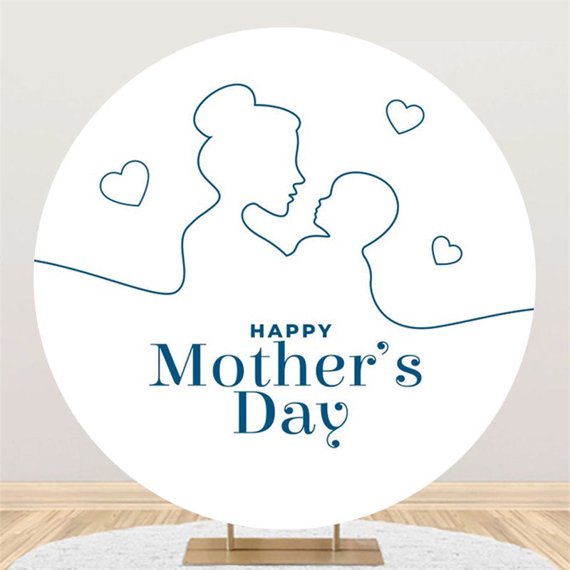 Aperturee - Mom Kid Heart Simple Round Mothers Day Backdrop