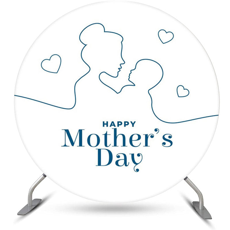 Aperturee - Mom Kid Heart Simple Round Mothers Day Backdrop