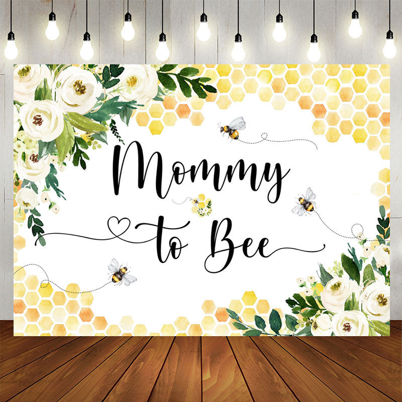 Aperturee - Mommy To Bee Lovely Heart Flower Baby Shower Backdrop