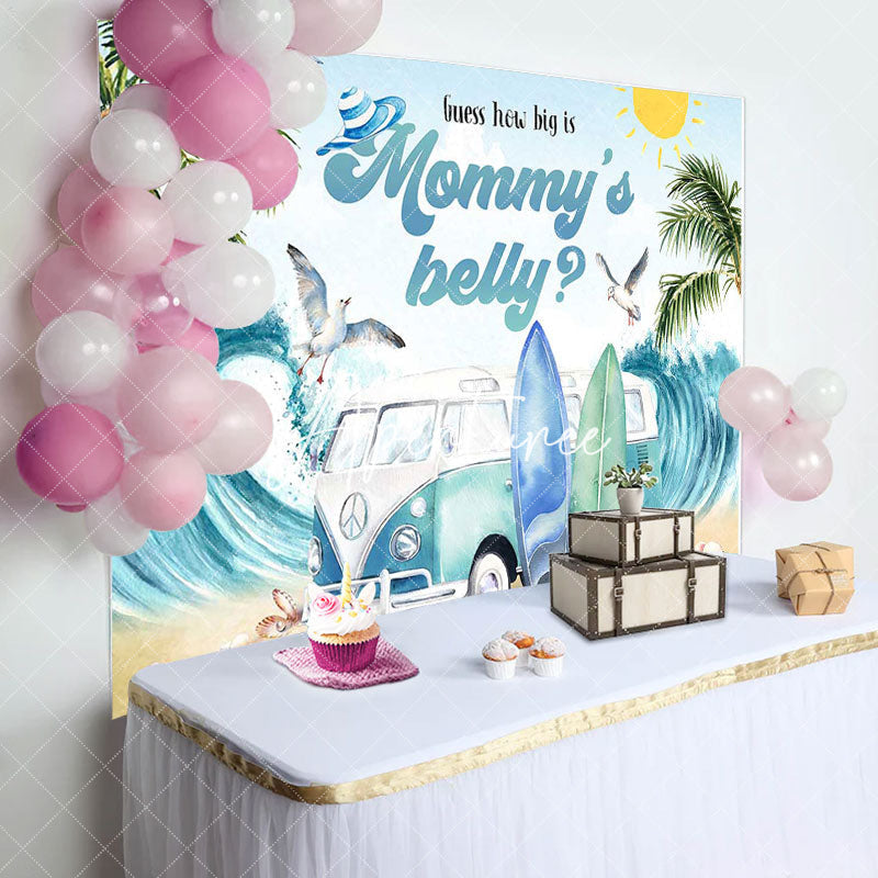 Aperturee - Mommys Belly Beach Summer Gender Reveal Backdrop