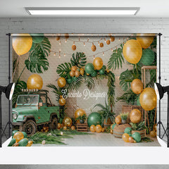 Aperturee - Monstera Car Balloons Summer Cake Smash Backdrop