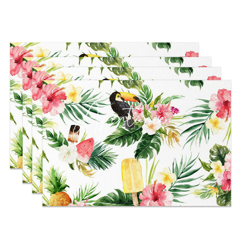 Aperturee - Monstera Floral Ice Cream Spring Set Of 4 Placemats