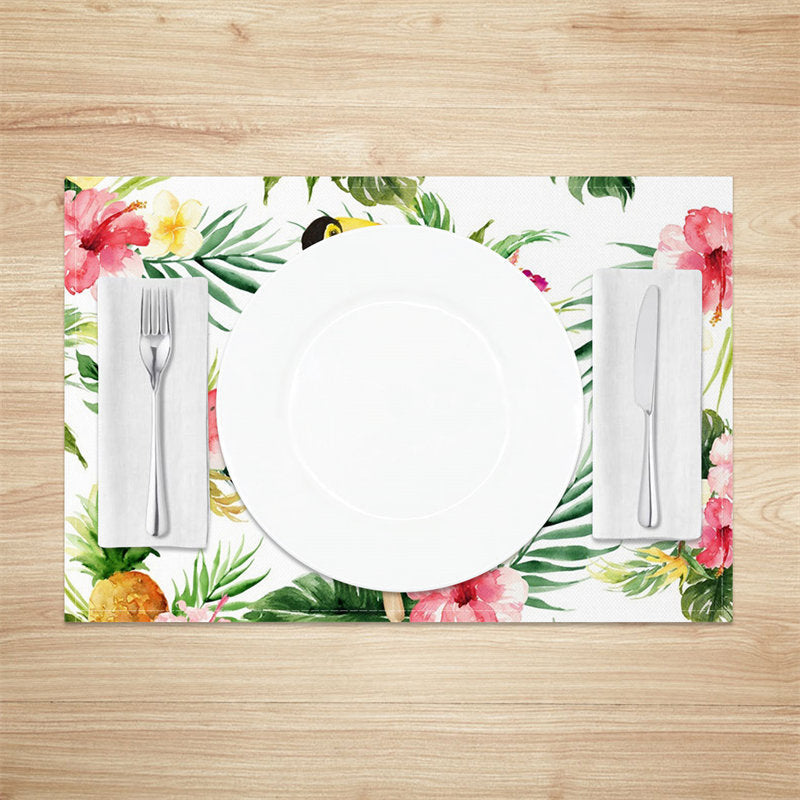 Aperturee - Monstera Floral Ice Cream Spring Set Of 4 Placemats