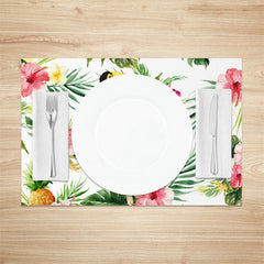 Aperturee - Monstera Floral Ice Cream Spring Set Of 4 Placemats