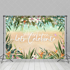 Aperturee - Monstera Sand Beach Floral Celebrate Party Backdrop