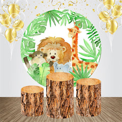 Aperturee - Monstera Stump Safari Round Baby Shower Backdrop Kit