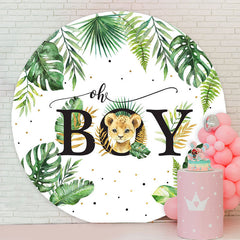 Aperturee - Monstera Tiger Oh Boy Round Baby Shower Backdrop