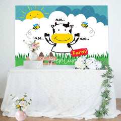 Aperturee - Moo Cow Bees Lence Grass Sun Farm Birthday Backdrop