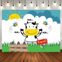 Aperturee - Moo Cow Bees Lence Grass Sun Farm Birthday Backdrop