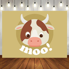 Aperturee - Moo Lovely Cow Simple Brown Happy Birthday Backdrop