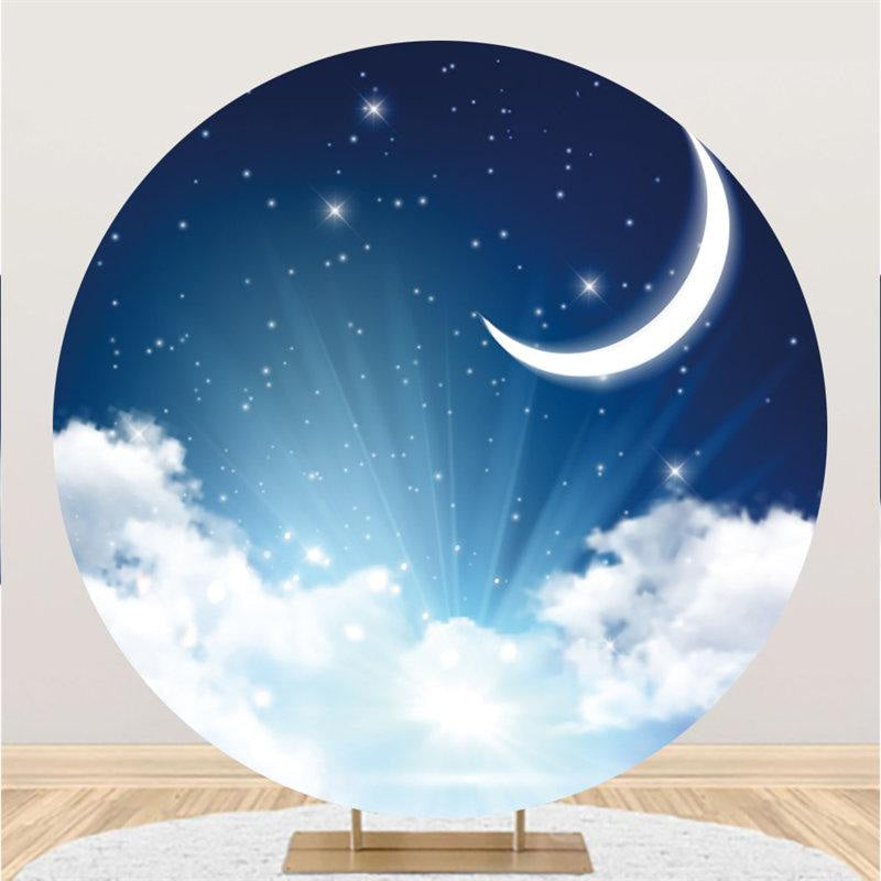 Aperturee Moon And Cloud Star Light Round Baby Shower Backdrop