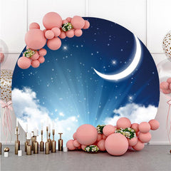 Aperturee Moon And Cloud Star Light Round Baby Shower Backdrop