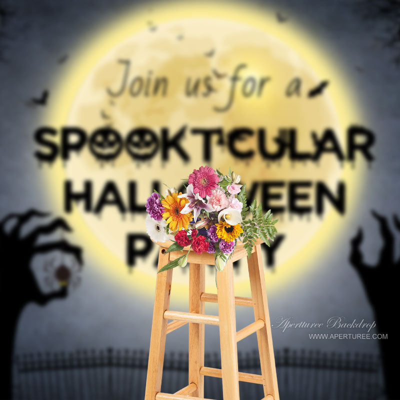 Aperturee - Moon Black Paw Spooktcular Halloween Party Backdrop