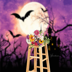 Aperturee - Moon Castle Bat Halloween Photoshoot Sweep Backdrop