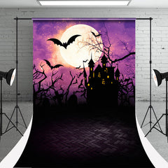 Aperturee - Moon Castle Bat Halloween Photoshoot Sweep Backdrop