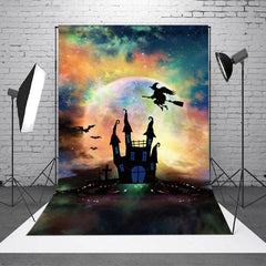 Aperturee - Moon Horrible Night Castle Witch Halloween Backdrop