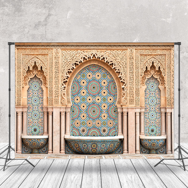 Aperturee - Moroccan Mosque Fountain Architecture Photo Backdrop