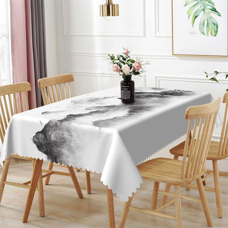 Aperturee - Mountain Ink Painting Artistic Rectangle Tablecloth