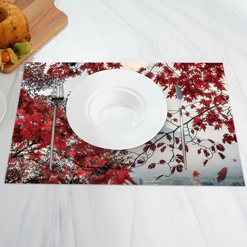 Aperturee - Mountain Maple Tree Fallen Autumn Set Of 4 Placemats