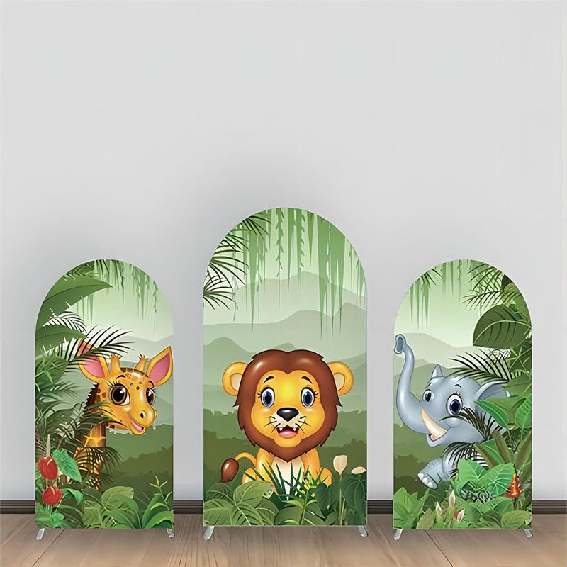 Aperturee - Mountain Safari Animals Birthday Arch Backdrop Kit