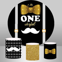 Aperturee Mr.One Derful Black And White Round Birthday Backdrop