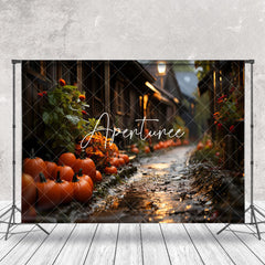 Aperturee - Muddy Path Leaf Pumpkins Bokeh Autumn Photo Backdrop