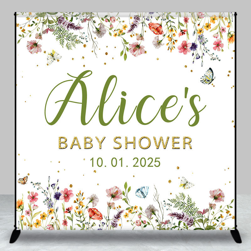 Aperturee - Multicolor Bloom Flowers Custom Baby Shower Backdrop