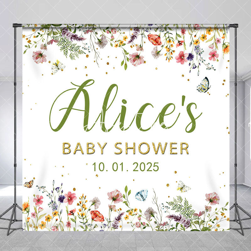 Aperturee - Multicolor Bloom Flowers Custom Baby Shower Backdrop