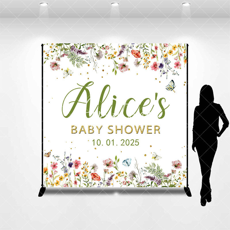 Aperturee - Multicolor Bloom Flowers Custom Baby Shower Backdrop