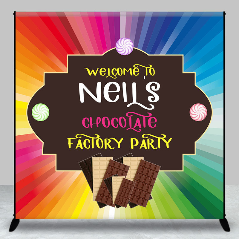 Aperturee - Multicolor Chocolate Factory Custom Party Backdrop