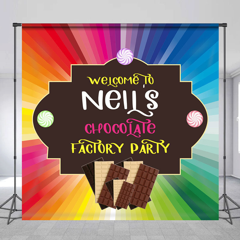 Aperturee - Multicolor Chocolate Factory Custom Party Backdrop