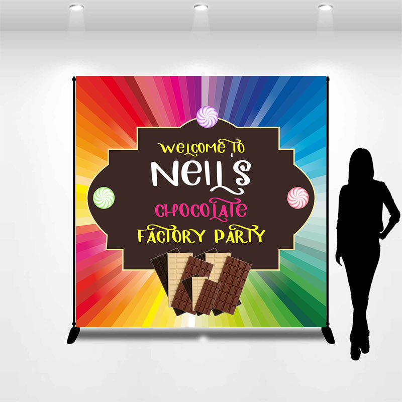 Aperturee - Multicolor Chocolate Factory Custom Party Backdrop