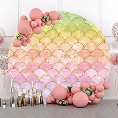 Aperturee - Multicolor Mermaid Scales Round Birthday Backdrop