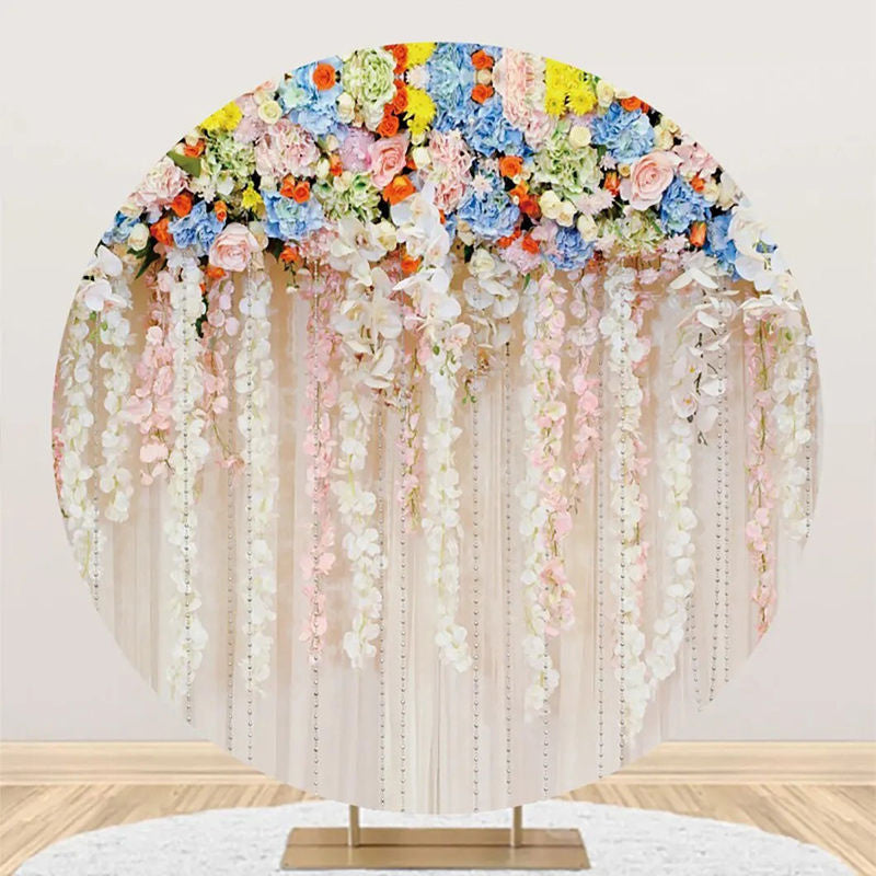 Aperturee - Multicolor Pretty Flowers Round Backdrop For Wedding