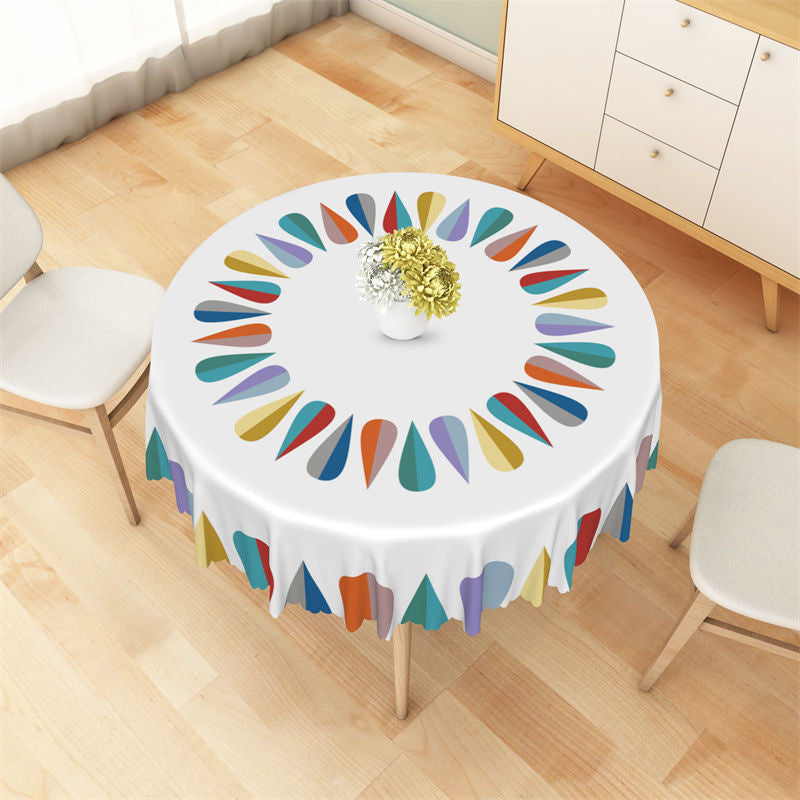 Aperturee - Multicolor Tapered Regular Simple Round Tablecloth