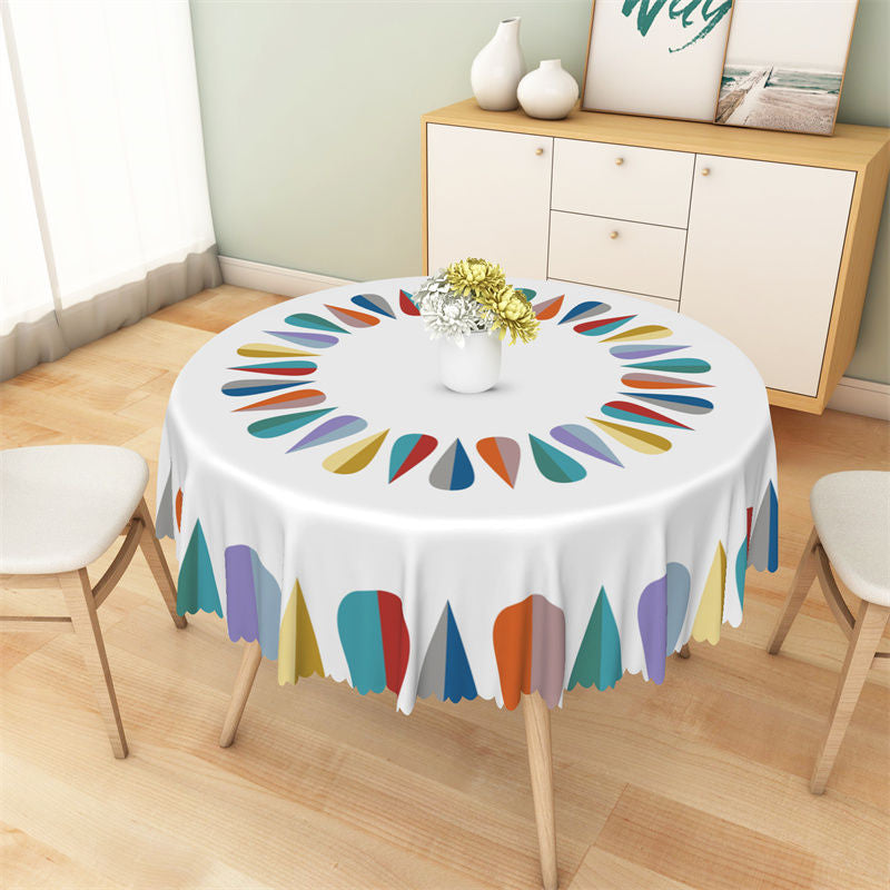 Aperturee - Multicolor Tapered Regular Simple Round Tablecloth