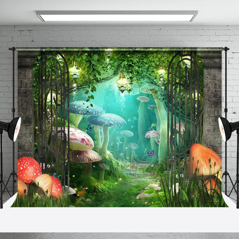 Aperturee - Mushroom Pendant Lamp Leaves Spring Photo Backdrop