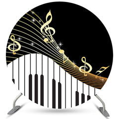 Aperturee Musical Notes Piano Theme Happy Birthday Round Backdrop