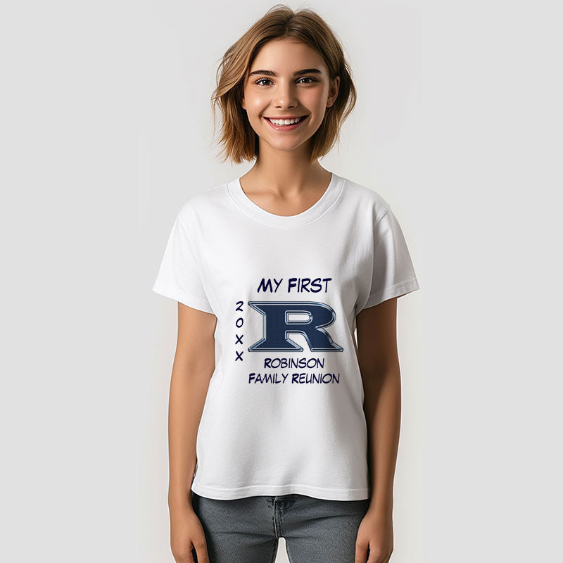 Aperturee - My First Family Reunion Blue Letter Custom T-Shirt