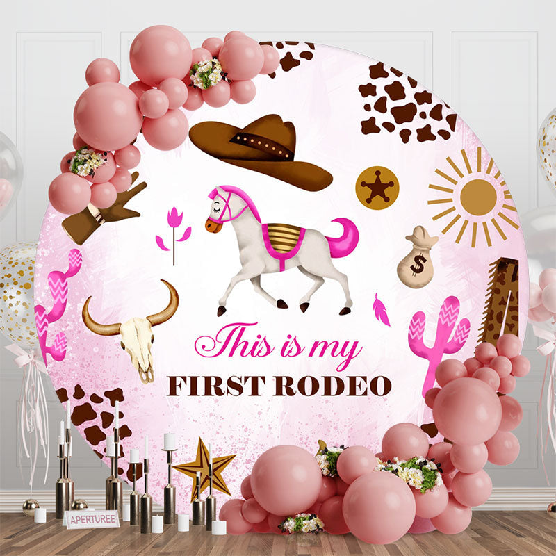 Aperturee - My First Rodeo Horse Round 1st Birthday Backdrop