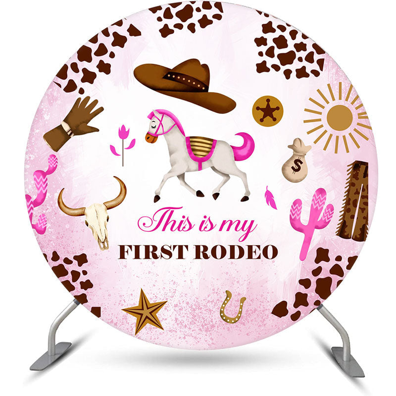 Aperturee - My First Rodeo Horse Round 1st Birthday Backdrop