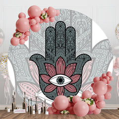 Aperturee - Mysterious Boho Hamsa Hand Round Birthday Backdrop